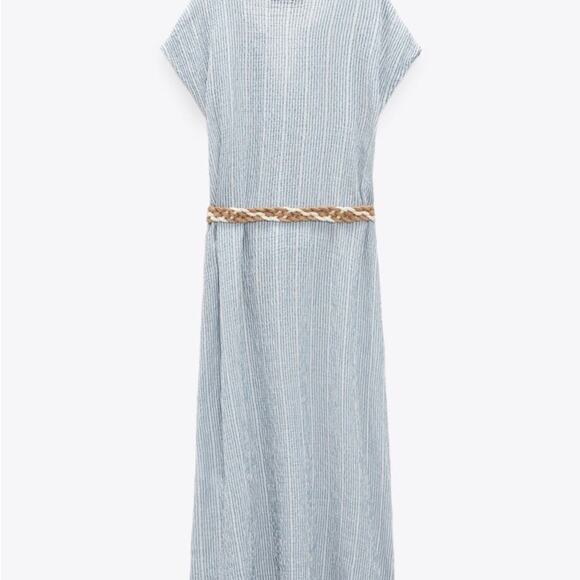 ZARA STRIPED MIDI DRESS - Picture 7 of 8